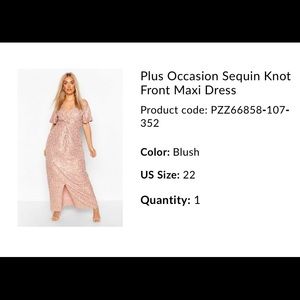 Boohoo Plus Occasion Sequin Knot Front Maxi Dress